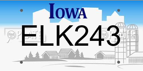 ELK243 Iowa License Plate