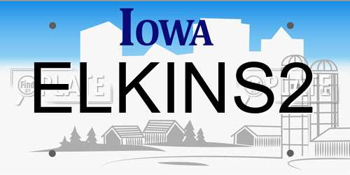 ELKINS2 Iowa License Plate