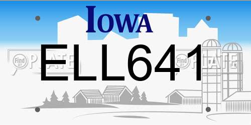 ELL641 Iowa License Plate
