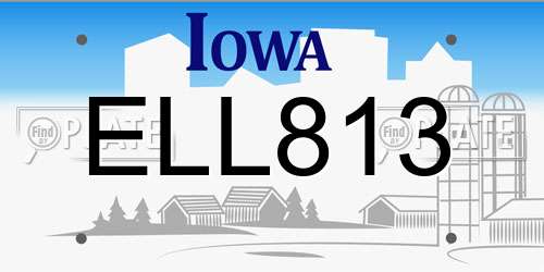 ELL813 Iowa License Plate