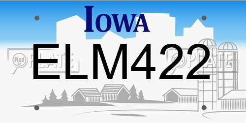 ELM422 Iowa License Plate