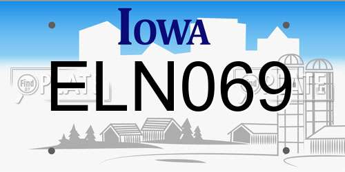 ELN069 Iowa License Plate