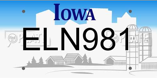 ELN981 Iowa License Plate