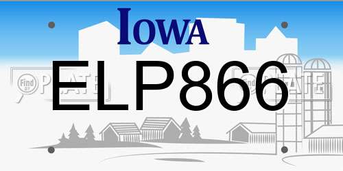 ELP866 Iowa License Plate