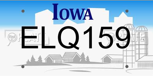 ELQ159 Iowa License Plate