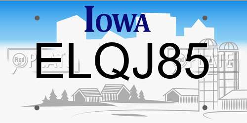 ELQJ85 Iowa License Plate