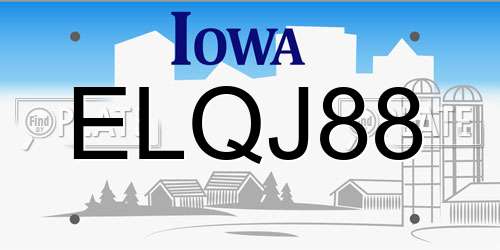 ELQJ88 Iowa License Plate