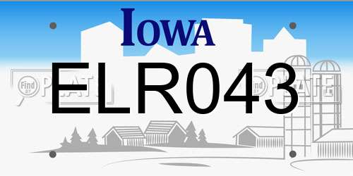 ELR043 Iowa License Plate