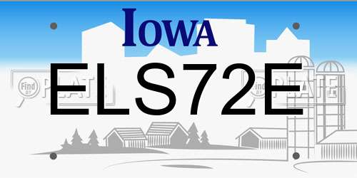 ELS72E Iowa License Plate