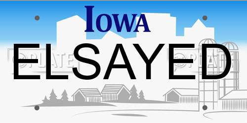 ELSAYED Iowa License Plate