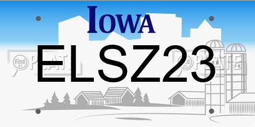 ELSZ23 Iowa License Plate