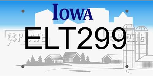 ELT299 Iowa License Plate