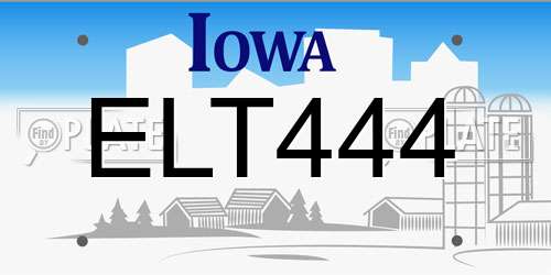 ELT444 Iowa License Plate