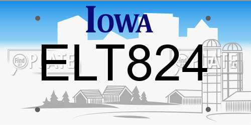 ELT824 Iowa License Plate