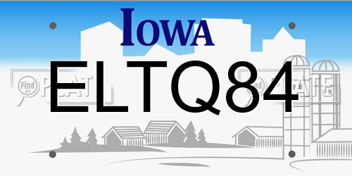 ELTQ84 Iowa License Plate