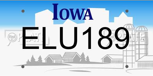 ELU189 Iowa License Plate