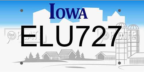 ELU727 Iowa License Plate