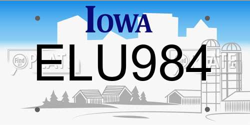 ELU984 Iowa License Plate