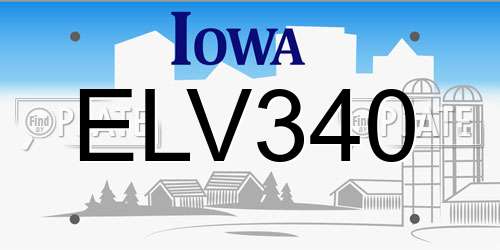 ELV340 Iowa License Plate
