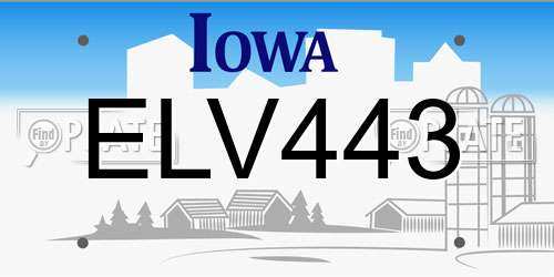 ELV443 Iowa License Plate