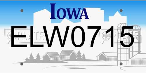 ELW0715 Iowa License Plate