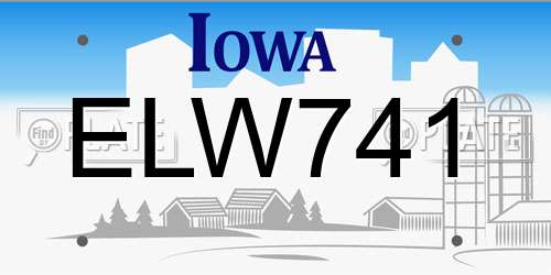 ELW741 Iowa License Plate