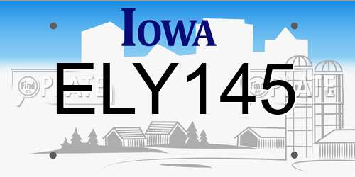 ELY145 Iowa License Plate