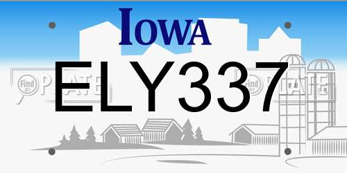 ELY337 Iowa License Plate
