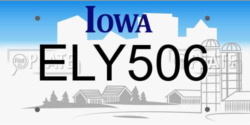 ELY506 Iowa License Plate