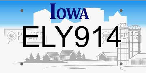 ELY914 Iowa License Plate