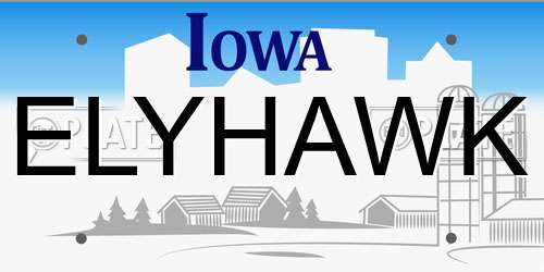 ELYHAWK Iowa License Plate