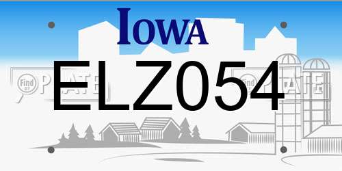 ELZ054 Iowa License Plate