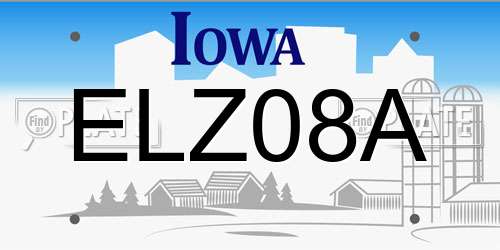 ELZ08A Iowa License Plate