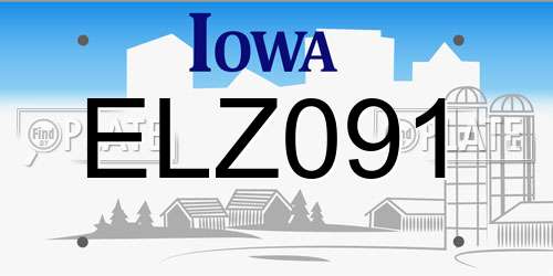 ELZ091 Iowa License Plate