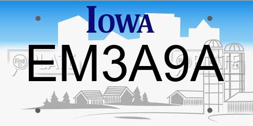EM3A9A Iowa License Plate