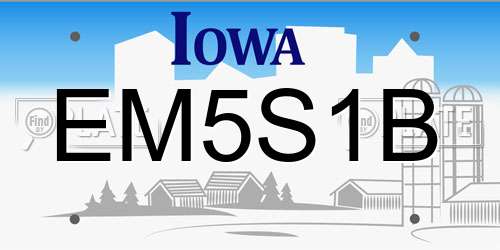EM5S1B Iowa License Plate