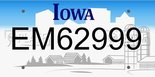 EM62999 Iowa License Plate