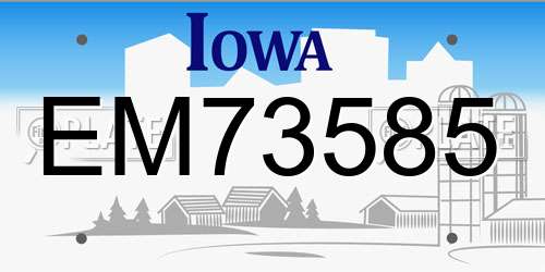 EM73585 Iowa License Plate