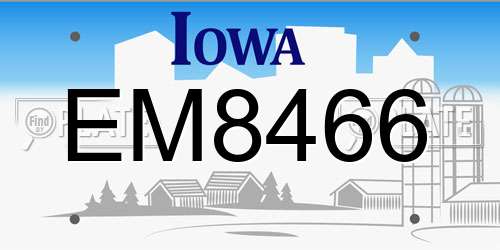 EM8466 Iowa License Plate