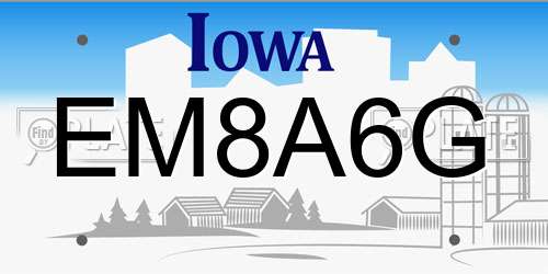 EM8A6G Iowa License Plate