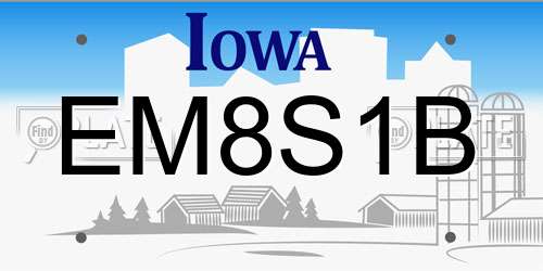 EM8S1B Iowa License Plate
