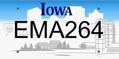 EMA264 Iowa License Plate