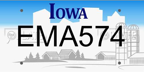 EMA574 Iowa License Plate