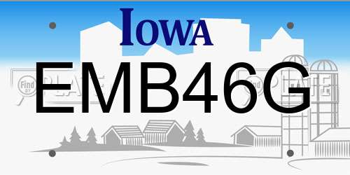 EMB46G Iowa License Plate