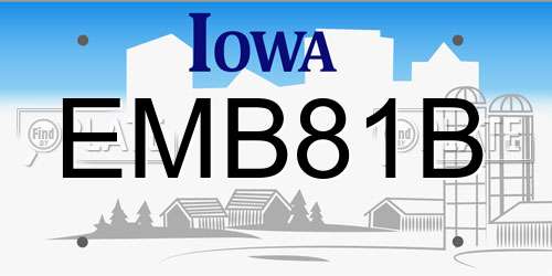 EMB81B Iowa License Plate