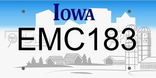 EMC183 Iowa License Plate