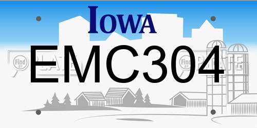 EMC304 Iowa License Plate