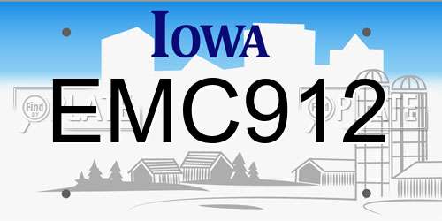 EMC912 Iowa License Plate