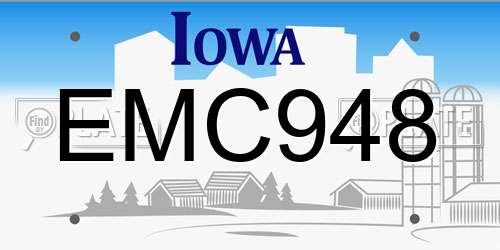 EMC948 Iowa License Plate