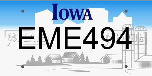 EME494 Iowa License Plate